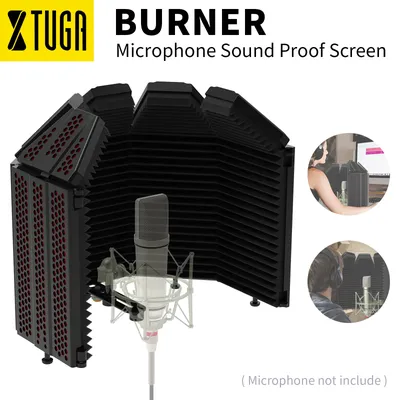 XTUGA B5 Microphone Isolation Shield Microphone Pop Filter Shield Foldable Adjustable Windscreen
