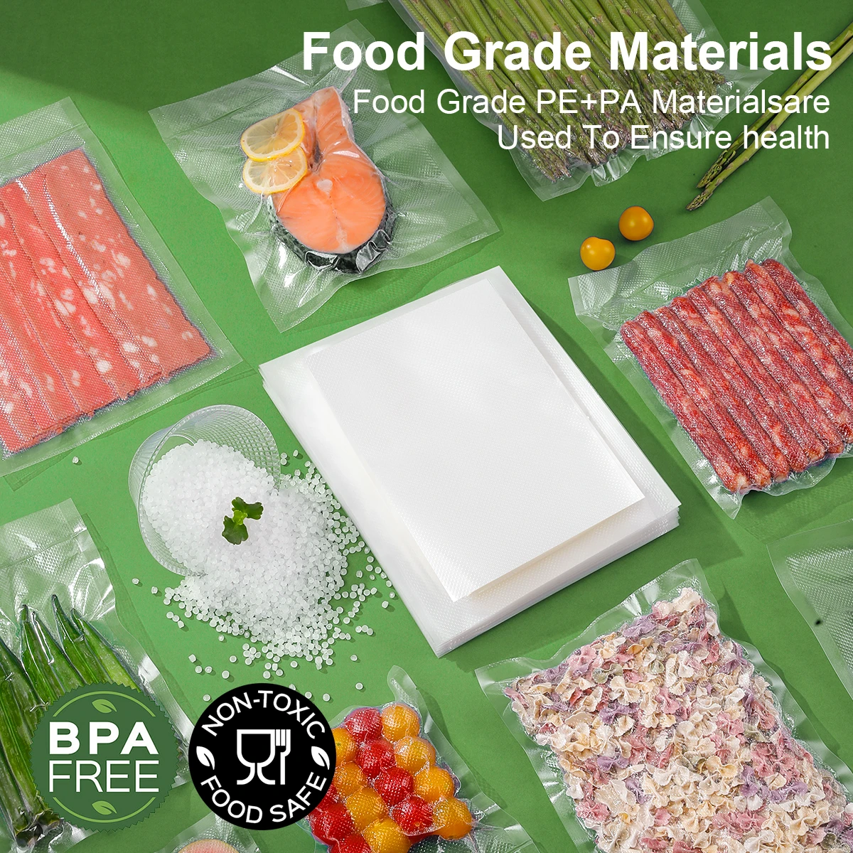 Sacs de scellage sous vide en plastique pour aliments, 50 pièces/lot, sac scellé pour la conservation des aliments, sac de scellage sous vide réutilisable pour la maison, accessoires de cuisine