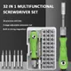 Set di cacciaviti multifunzione 32 in 1 con 30 punte per cacciavite magnetico Torx Phillips