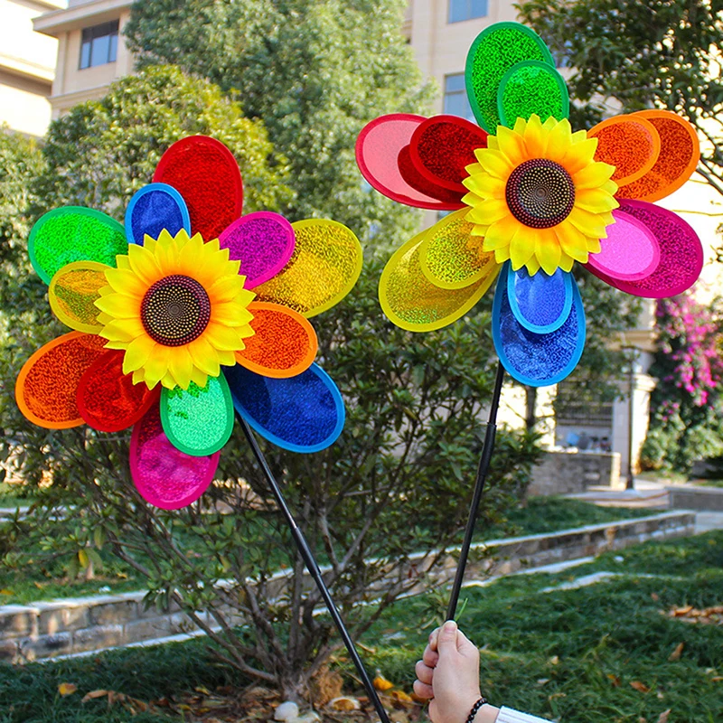 Girasole mulino a vento girandola paillettes colorate mulino a vento pieghevole portare campeggio Picnic decorazione del giardino di casa