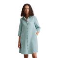 Midikleid MARC O'POLO "in A-Linie geschnitten", Damen, Gr. 40, Normalgrößen, pure teal, Obermaterial: 100% Leinen; Futter: 100% Baumwolle, unifarben, relaxed fit knielang, 3/4-Ärmel Manschette, Kleider