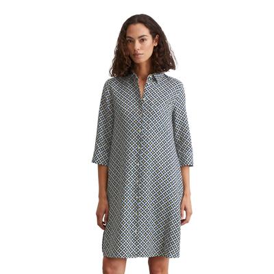 Midikleid MARC O'POLO "mit Print-Muster", Damen, Gr. 40, Normalgrößen, multi, muted blau, Obermaterial: 100% Leinen; Futter: 100% Nicht verfügbar, bedruckt, relaxed fit knielang, 3/4-Ärmel Manschette, Kleider Image