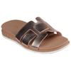 Pantolette SKECHERS "DESERT KISS LOW-PEAK LOOK", Damen, Gr. 35, rosa (roségoldfarben), Lederimitat, metallic, modisch, Schuhe, Flats, Sandale mit Fußbett