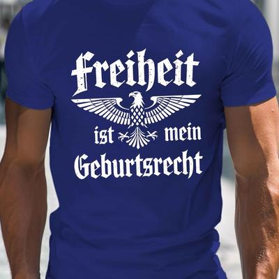"TEMU Men's " Is My Birthright" Graphic Tee - Casual Crew Neck Short Sleeve, Lightweight Polyester Summer Shirt With Eagle &" Image