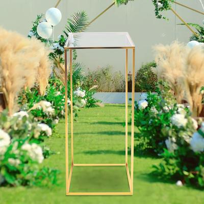 TEMU Elegant Golden Metal Wedding Flower Stand With Acrylic Cover – 80cm Tall For Weddings, Parties, And Home Decor, Sturdy Iron Pedestal For Outdoor Ceremonies And Receptions, Wedding Decorations Image