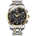 Montre OLEVS 3655 phase de lune classique cadran trois yeux pour homme montre en acier pour homme avec boucle papillon étanche montre à quartz