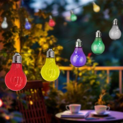 Led Solar Lichterkette mit 10 bunten led Glühbirnen - 180 cm - Garten Dekobeleuchtung mit farbigen Image