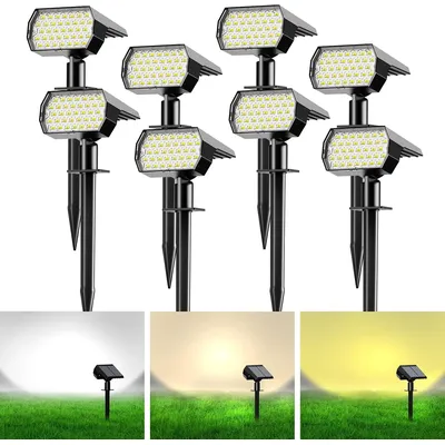 Solar Spot Lights Outdoor 74 LED 3 Colors 2-in-1 Solar Landscape Spotlights IP65 Waterproof for Yard Garden Pathway Walkway