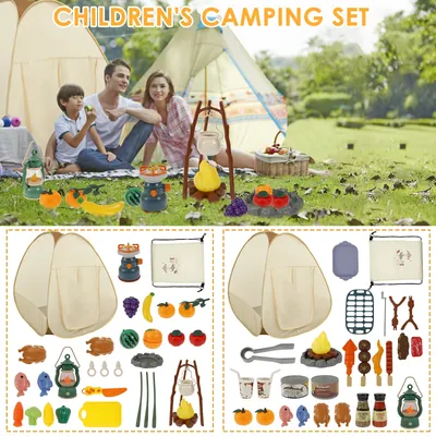 Kinder Camping Set Indoor Outdoor Camping Ausrüstung Spielzeug Montessori Fähigkeiten Gebäude Pop Up Spielen Zelt Spielzeug Kit für Kinder Spielen