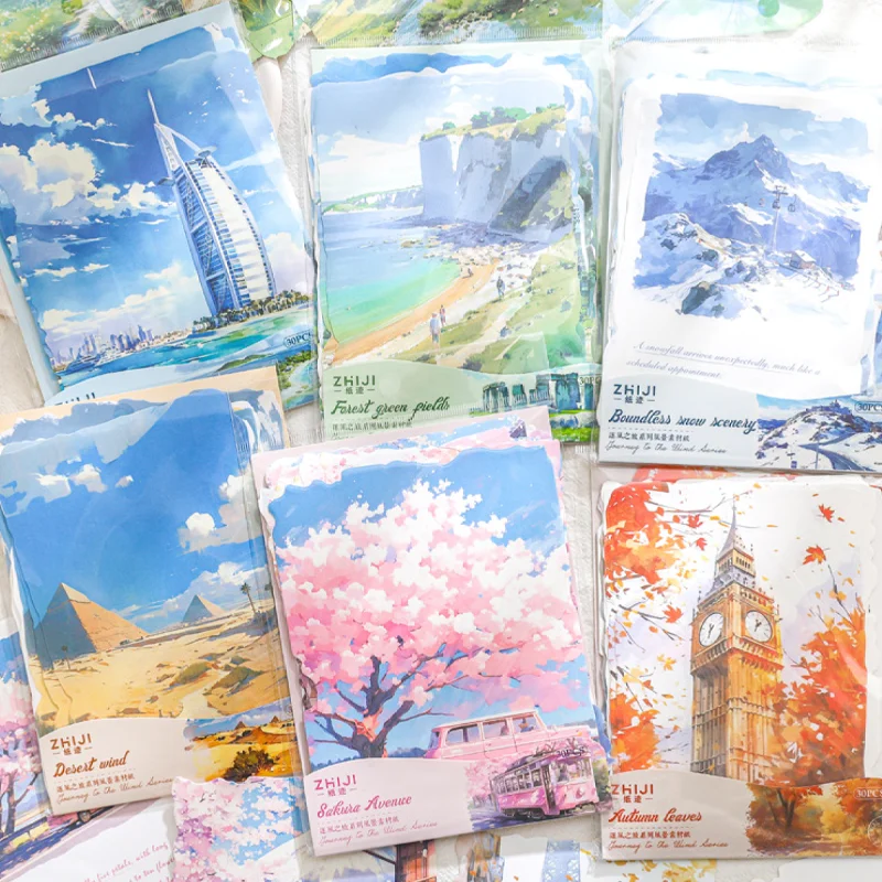 Mr. Paper 90 Teile/beutel The Windward Journey Serie Landschaft Material Papier Karton Handbuch DIY Tagebuch Notebook Album Image