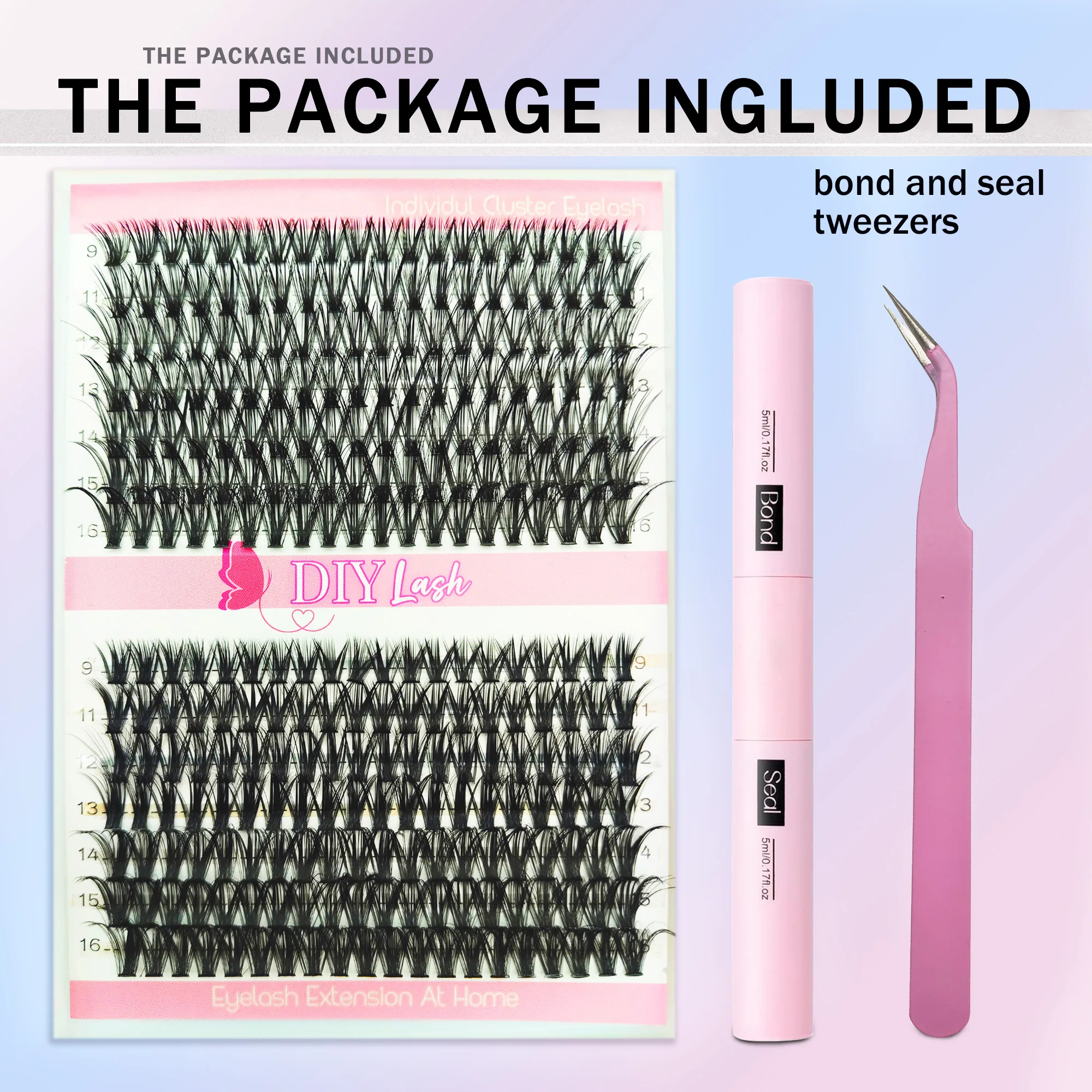 Wimpern 280PCS Cluster Lash Bond und Seal Makeup Tools DIY Wimpernverlängerungsset für Wimpern Pinzette Wasserdichtes Wimpern-Set Image