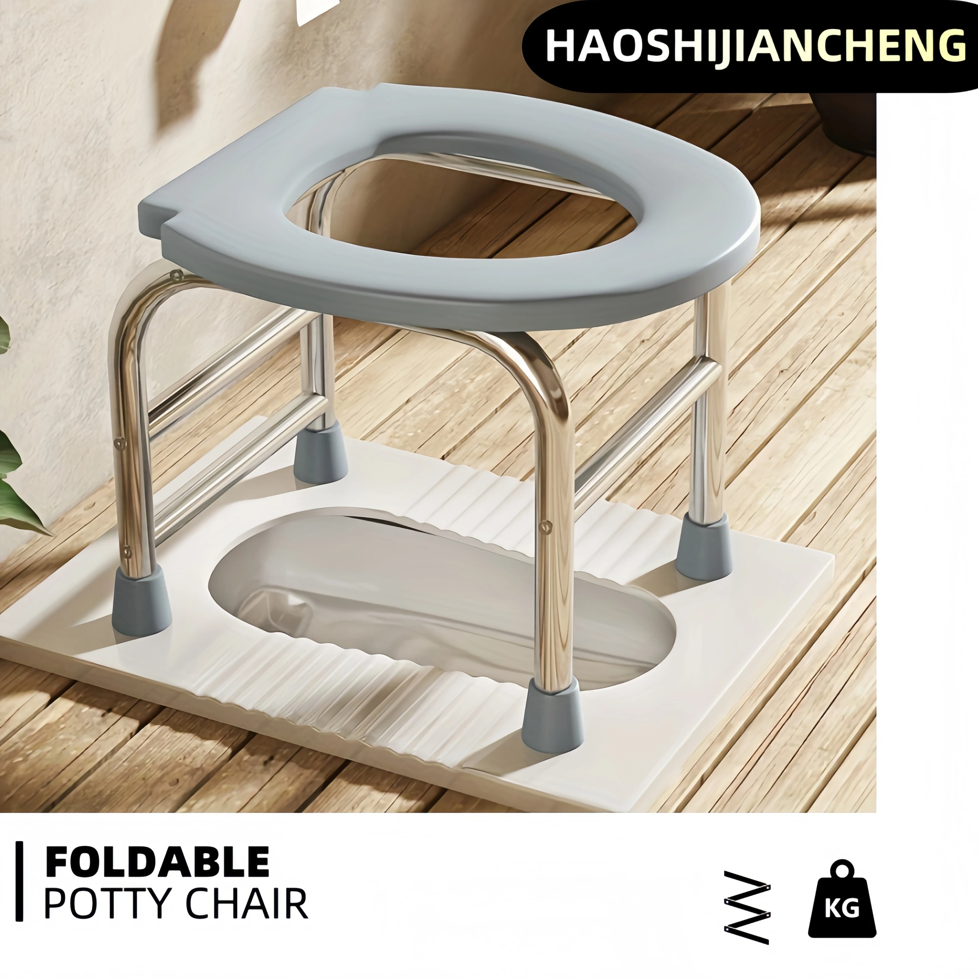 Neuer, verbesserter O-förmiger Toilettenstuhl aus Edelstahl, trägt bis zu 136 kg, leicht zu reinigen, geeignet für ältere Menschen und schwangere Frauen, kann als Duschhocker verwendet werden.