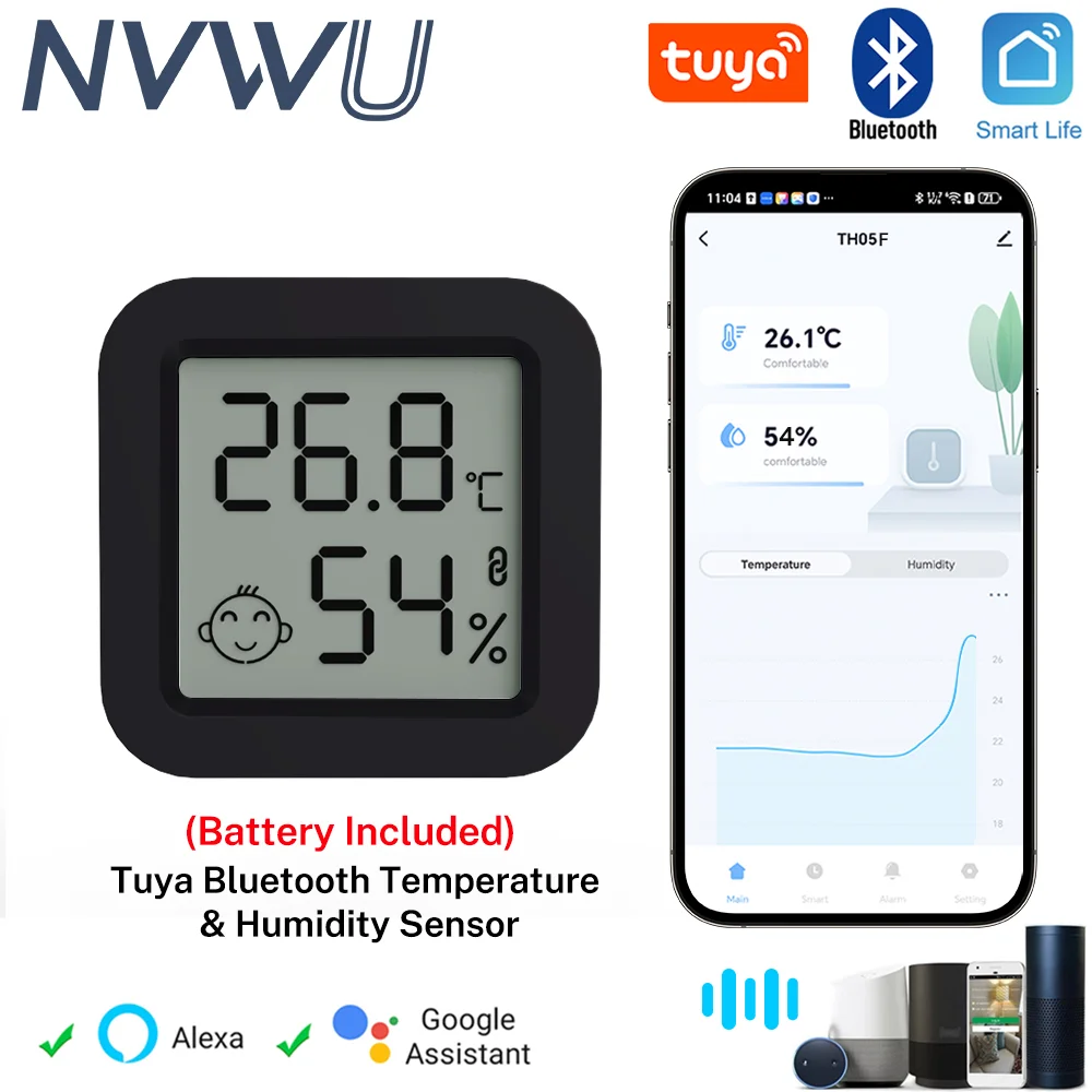 Tuya Smart Home Automation Feuchtigkeit Temperatur Sensor Fernüberwachung BT-Kompatibel 5,0 APP Über Smart Life Arbeit mit Alexa Image