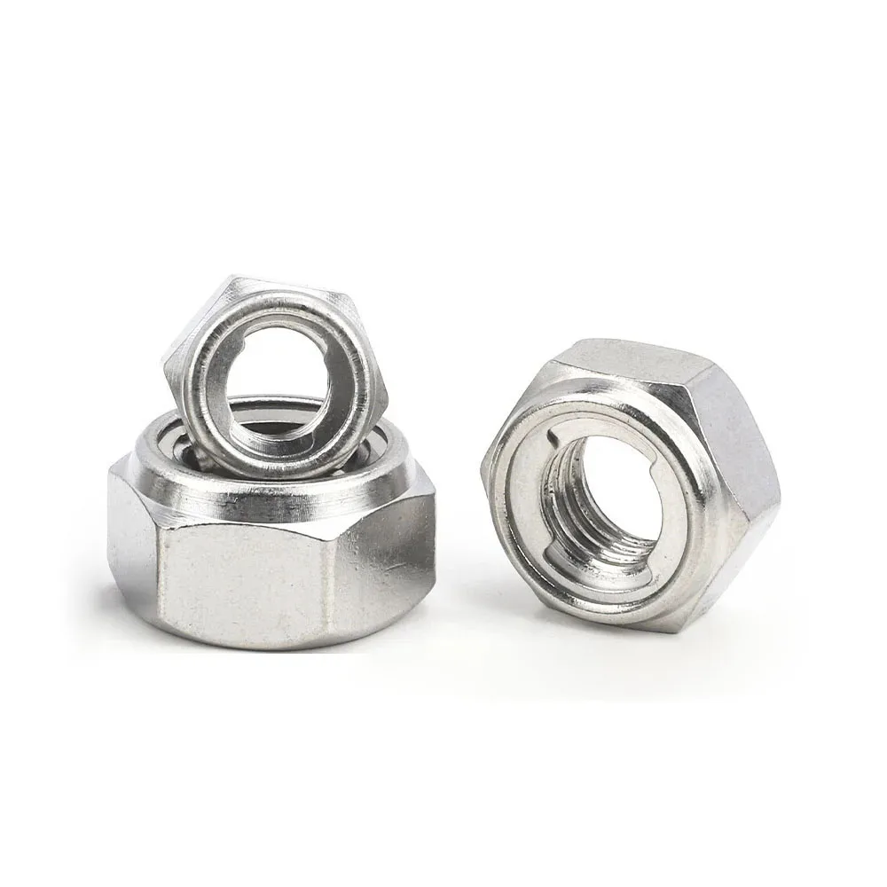 2–10 Stück A2 Sechskant-Sechskant-selbstsichernde Mutter M6 M8 M10 M12 304 Edelstahl-Metallsicherungsmuttern Image