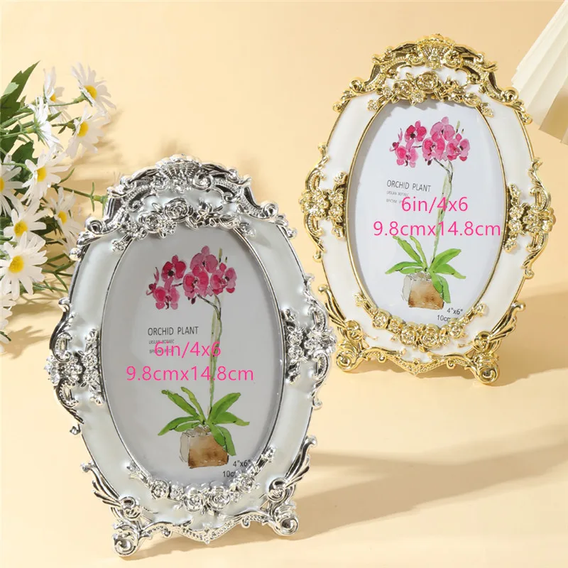 1Pcs Elegant Oil Drip Plastic Photo Frames 6in - Vintage & Modern Styles for Home Deco(Random inner paper)