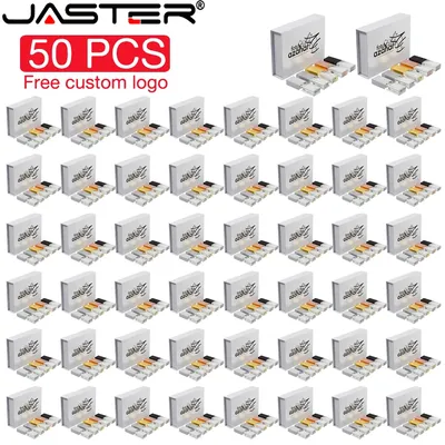 JASTER 50PCS LOT Crystal USB 2.0 Flash-Laufwerke 128GB High Speed Pen Drive 64GB Kostenloses Logo Memory Stick Kreatives Geschenk 32GB U Disk Image