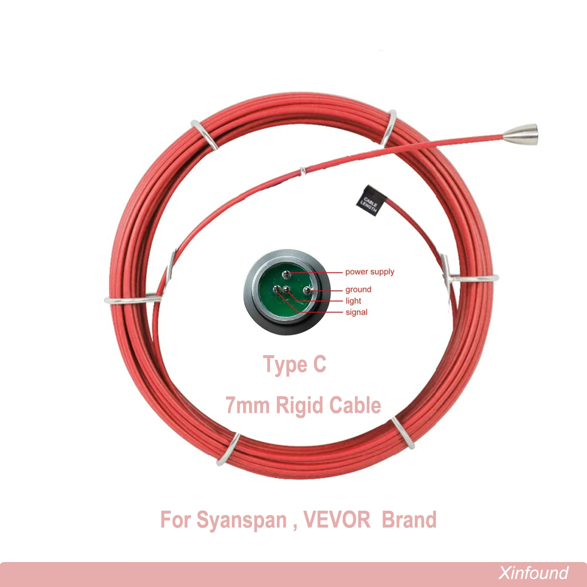 Typ C 7 mm starres Glasfaserkabel mit Anschluss für Rohrinspektions-Schlangenkamera der Marke Syanapan und VEVOR Image