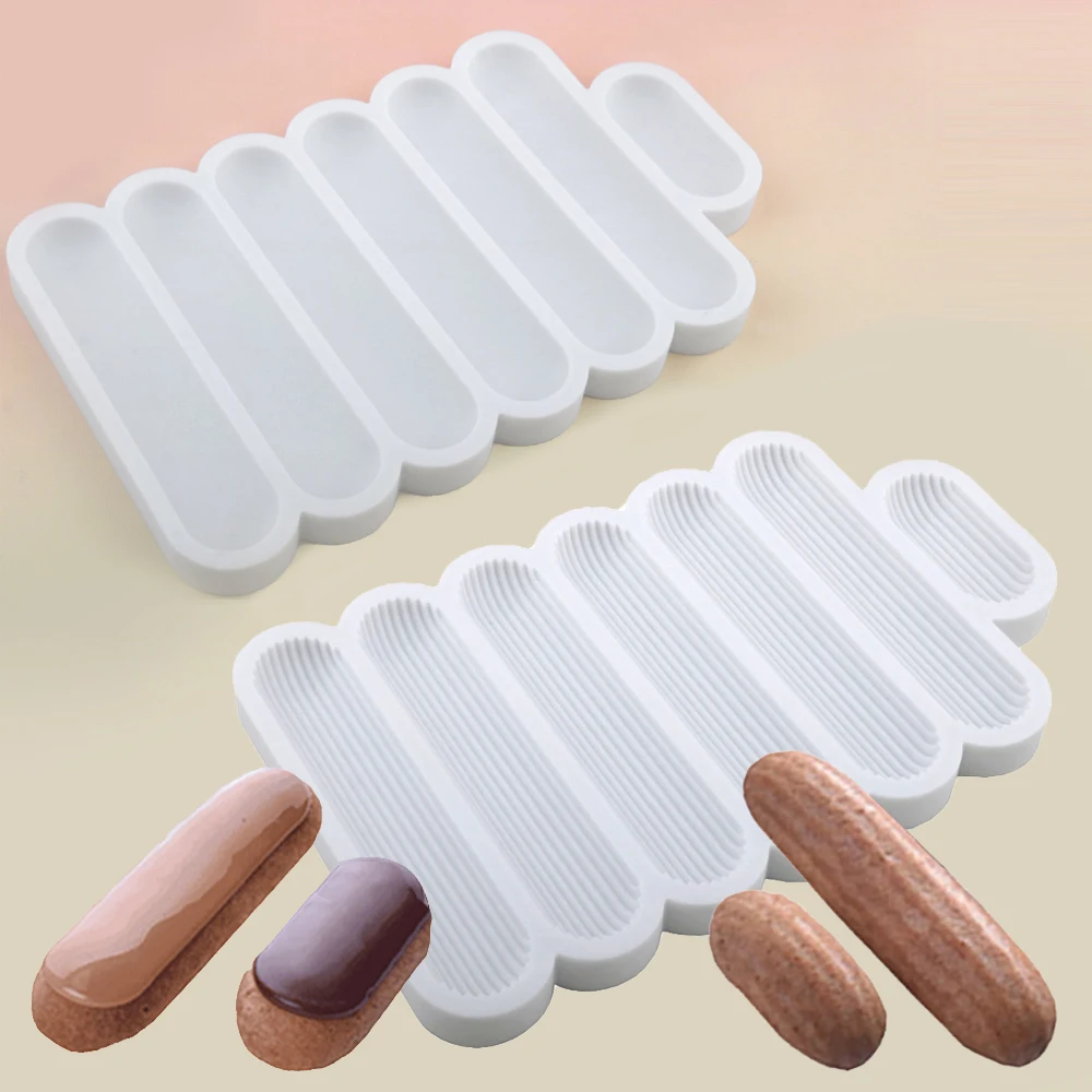 Lange Streifen Puff Kuchen Form Schokolade Eclair Silikon Form Küche Liefert Gebäck Silikon Backformen Puff Dessert Backen Werkzeuge Image