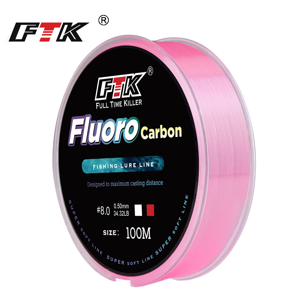 FTK 100 m 4,13-34,32 LB Fluorkohlenstoff-Angelköderlinie 0,14 mm-0,5 mm rosa Kohlefaser-Fliegenfischschnur Superweiche Schnur Pesca Image