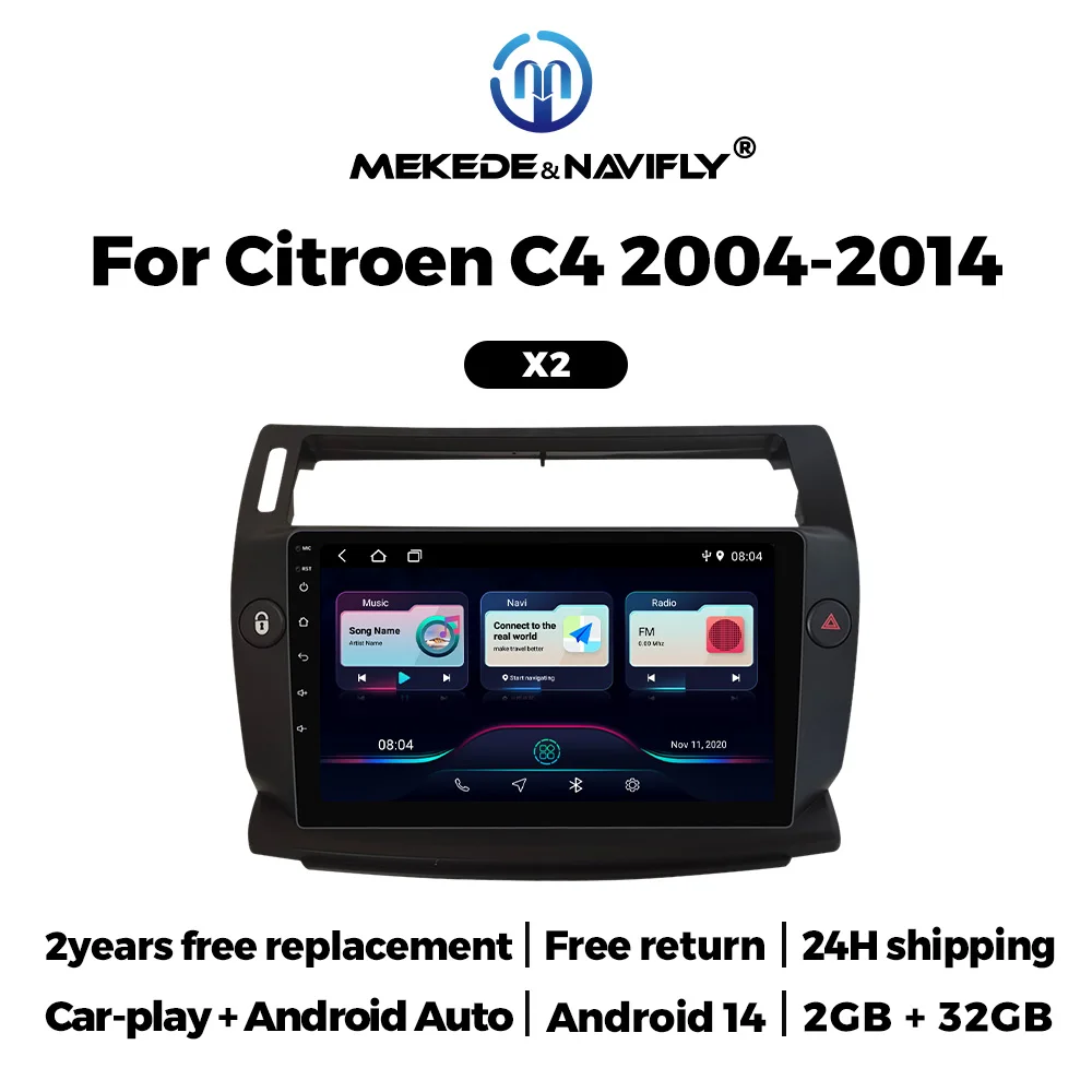 Für Citroen C4 C-Triomphe Quatre 2004-2014 Android 14 Carplay Auto Radio Multimedia Player Stereo WiFi GPS navigation HD Bildschirm Image