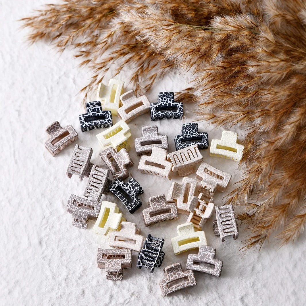 10Pcs Süße Weiße Druck Kleine Rechteck Geometrie Haar Klaue Clip Haarnadel Krabben Clip Haarspange Frauen Mädchen Haar Zubehör headwear Image