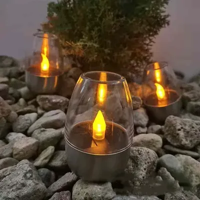 Solar Light Outdoor Terrace LED Steel Candle Light Lawn Deck Halloween Decoration Night Light Waterproof Garden Solar