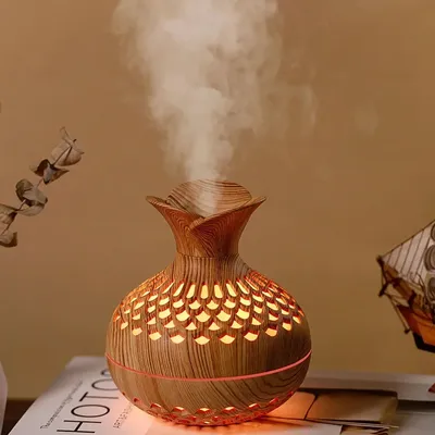 USB Hollow Wood Grain Humidifier Aroma Diffuser Atomizer Household Humidifier Hydrating Instrument