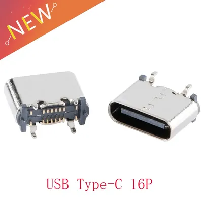 10Pcs USB 3.1 Type c 16P Female Socket Connector 5A SMT USB Connector for fast charger adapter DIY