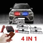 Luci stroboscopiche di emergenza 4 in 1 rosso blu Luci della polizia 12V con telecomando senza fili Luce a griglia flash per auto camion Van SUV