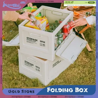 Foldable Storage Box Portable Large Capacity Camping Sundry Containers with Lid Outdoor Picnic Boxes