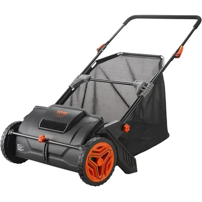 Push Lawn Sweeper, 21-inch Leaf & Grass Collector, Strong Rubber Wheels & Heavy Duty Thickened Steel