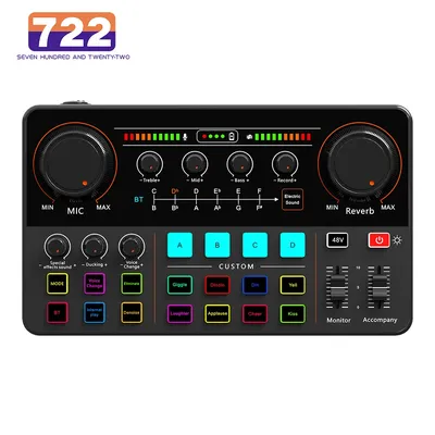 Bluetooth-compatible Live Sound Card Streaming Mixer Sound Card Audio for Game Voice Podcast Live