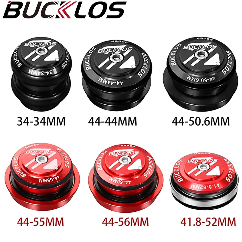 BUCKLOS Bicycle Headset Aluminum Alloy Road Mountain Bike Headset 1-1/8" Bicycle Fork Headsets 34-34/44-44/44-50.6/44-55/44-56