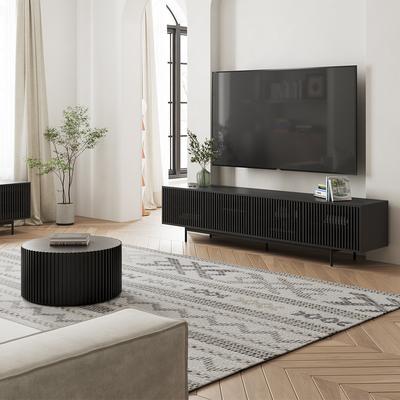 Mid-Century Modern Living Room Sets,94.49" TV Stand with 31.5" Coffee Table, Media Console,Black