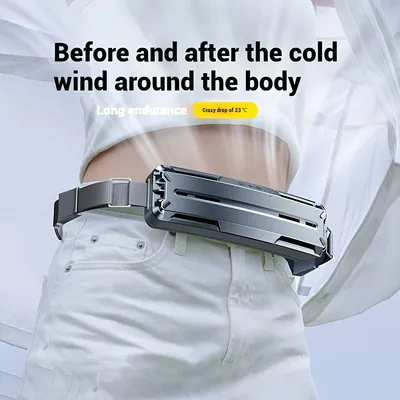 USB Rechargeable Cooling Fan Portable Ice Compress Waist Belt Fan Dual-Use Outdoor Sports Mini Ice Belt Fan Summer Cooler