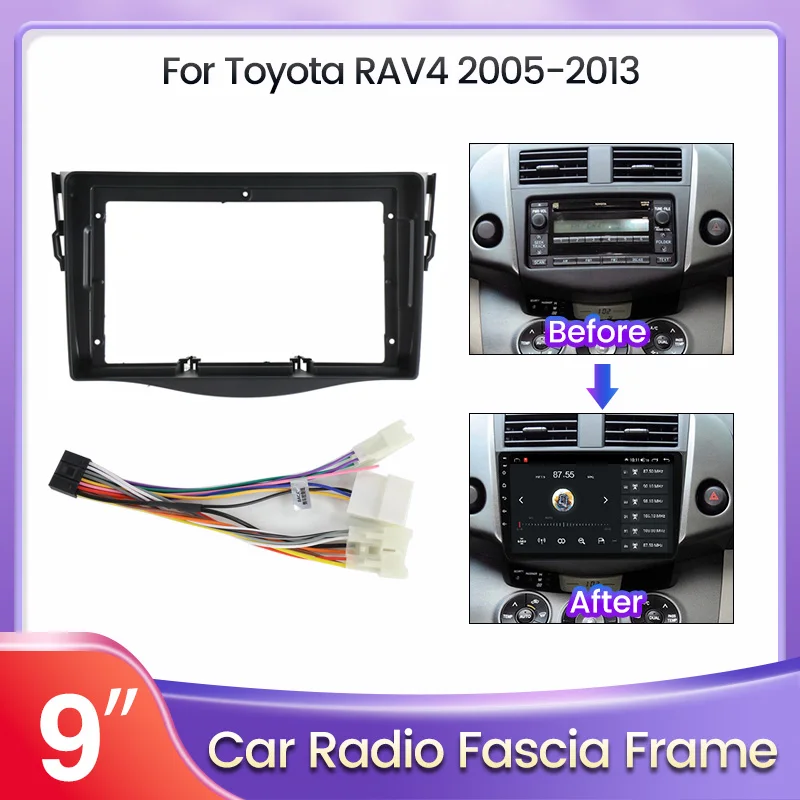 9 zoll Auto Radio Fascia Für Toyota RAV4 2005-2013 Installation Montage Rahmen Kit Android Stereo Player Audio Innen panel Image