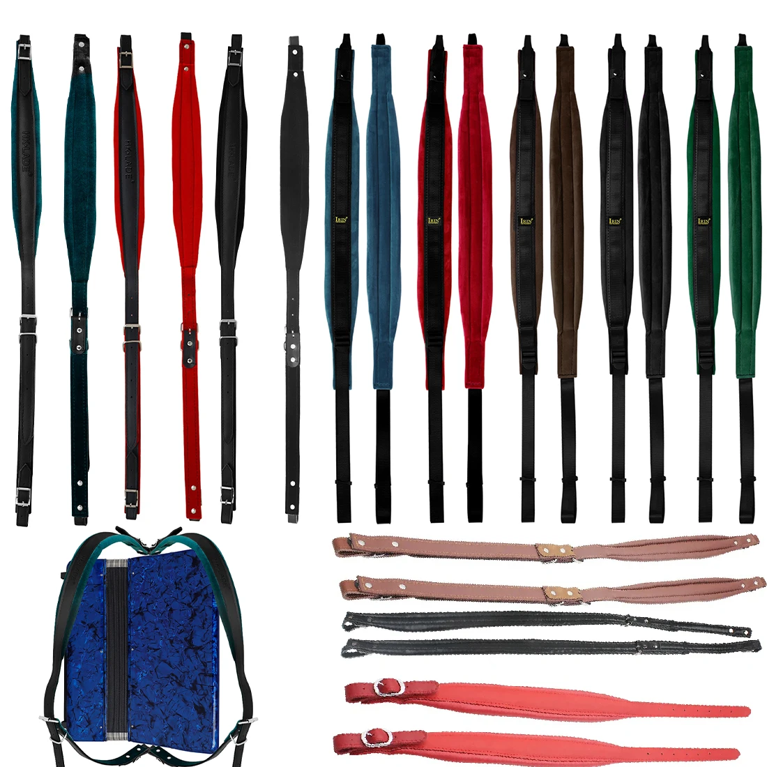 1 Paar Akkordeon-Gurt, Nylon, Gold, Samt, Stoff, verstellbar, universell, 16–120 Bass-Akkordeon-Gurt, Tastatur, Musik-Zubehör Image