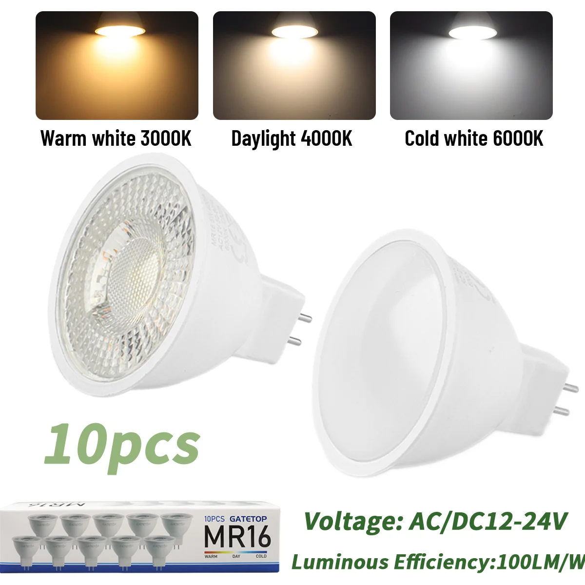 10er-Pack Focos LED GU5.3 Glühbirne 8W Lampen MR16 Niederdruck AC DC 12V 24V Strahler Ersetzen Sie Halogenlampen Home Foyer Beleuchtung