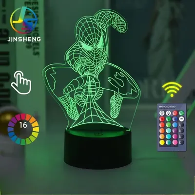 2024 Spiderman VS venom 7/16 Colors Touch Remote Control LED Night Lamp Touch Table Lamp Ornaments Kids Toys Gifts