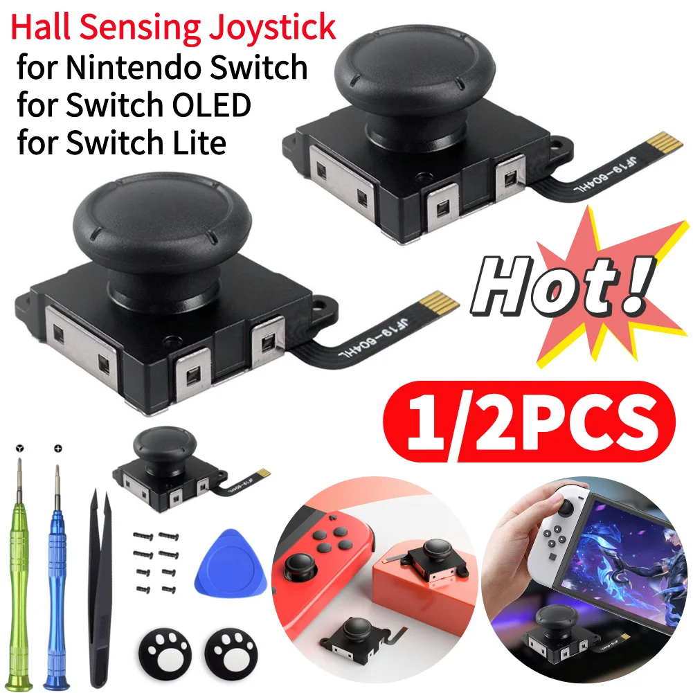 1/2Pcs Hall Sensing Joystick Kein Driften Hall Effekt Joystick Höhere Empfindlichkeit Hall Thumb-Stick Für Nintendo schalter/OLED/Lite Image