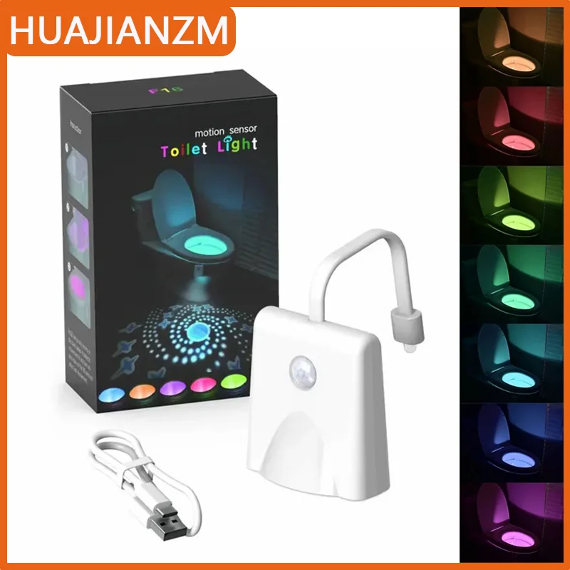 Toiletten-Nachtlicht, Bewegungsmelder, Licht mit Sternprojektor, 7-farbig wiederaufladbar, Dekoration, LED-Nachtlampe für Badezimmer, Waschraum