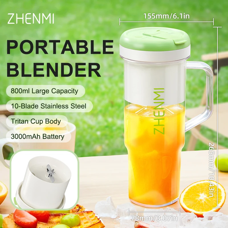 Tragbarer 23oz Jiucer mit wiederaufladbarem USB-C-Akku, leicht zu reinigendes Design, für Outdoor-Fitness, Reisen und den täglichen Gebrauch Image