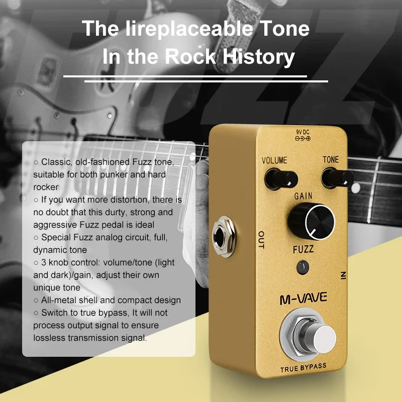 M-VAVE Fuzz Vintage Gitarren effekt pedal Zink legierung Shell True Bypass Full Metal Shell Wah Gitarren pedal Gitarren zubehör Image