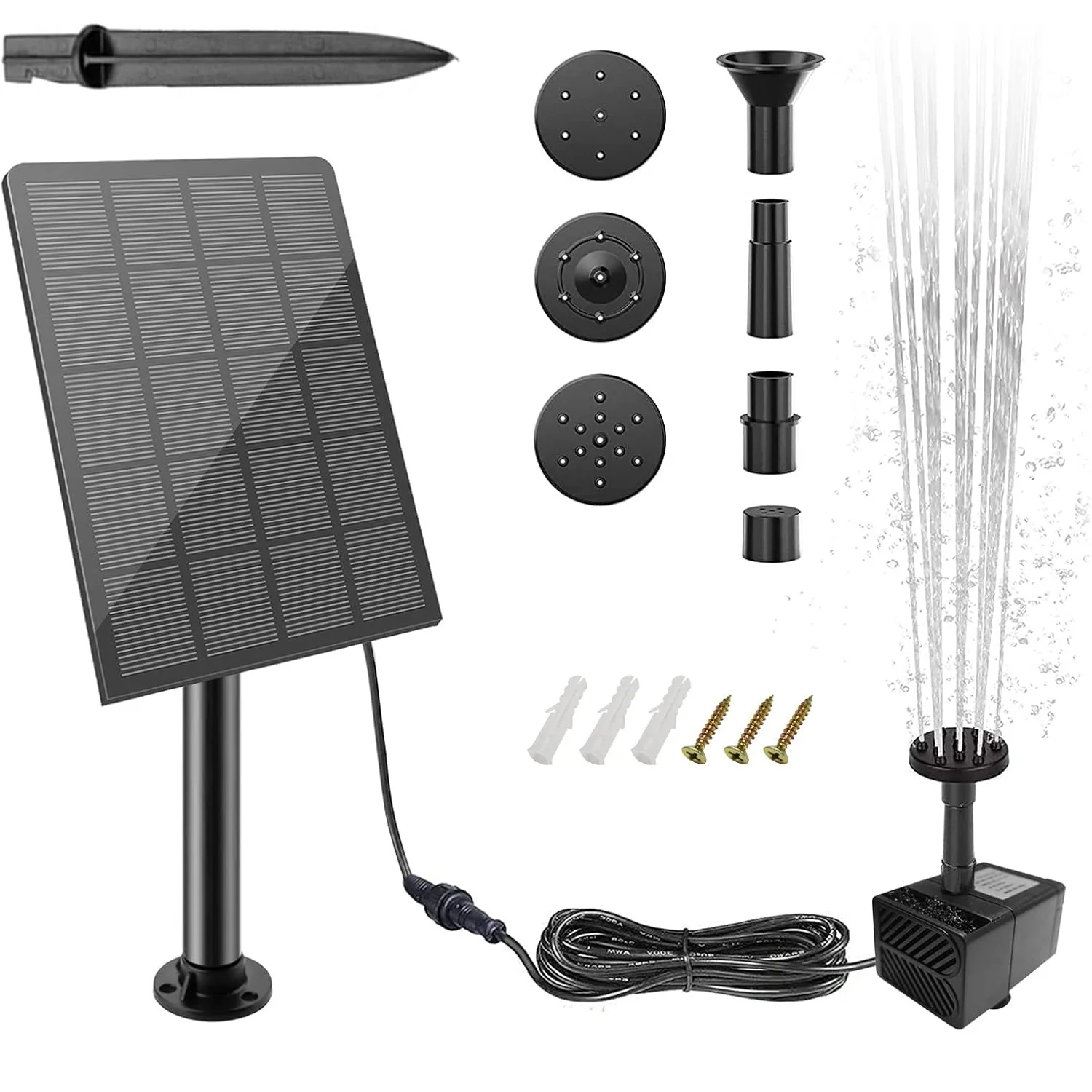 Solarbrunnen für kleine Teichpumpe im Freien, 2,5 W, Solarbrunnen, Garten-Solarpumpe für Brunnenset, DIY-Vogelbadwasser