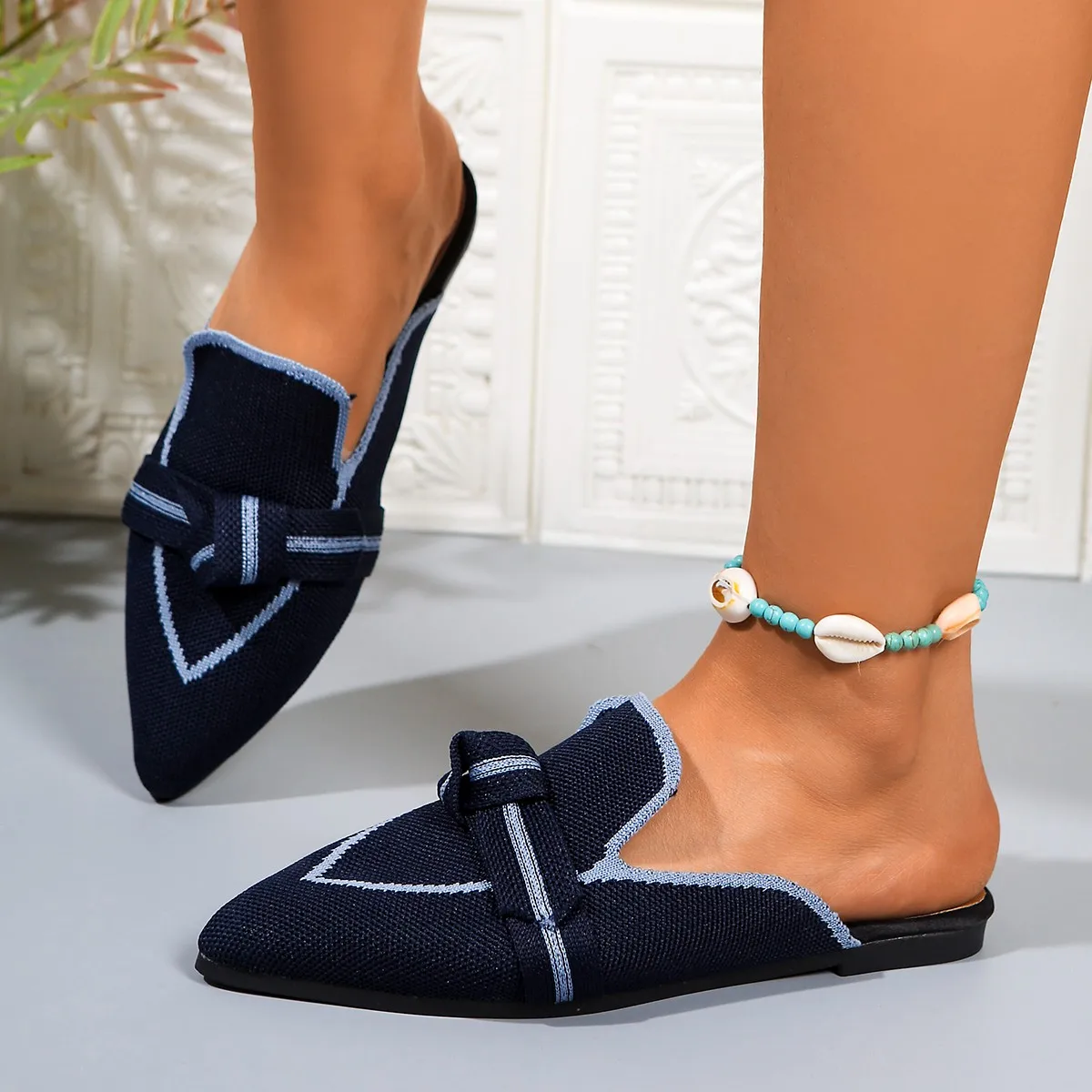 Frauen Schuhe Müßiggänger Ballerinas Spitz Barfuß Slip-on Hausschuhe Casual Luxus Marke Frau Schuh Neue Schmetterling