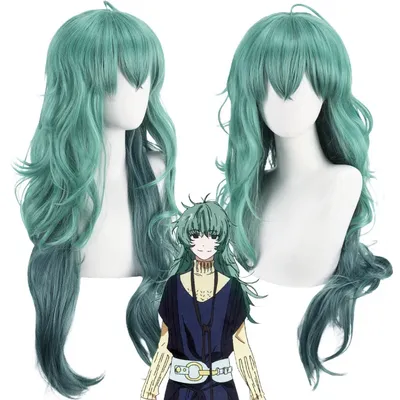 Anime Tokyo Yoshimura eto cosplay wig role play long green wavy hair COSTUMES