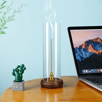 Modern Incense Holder Anti-Ash Flying Incense Burner with Removable Acrylic Ash Catcher for Home Decor Yoga Meditation