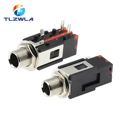 10PCS PJ-602B Right Angle Audio Connector Thread Lock Panel Mount 1/4" 6.35 Mm Stereo Phone Jack