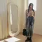 Modern Cloud Mirror Girls Irregular Korean Style Aesthetic Floor Mirror Wavy Makeup Frame Spiegel
