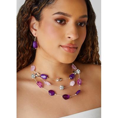 Plus Size Bead And Crystal Necklace Set